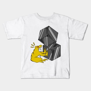 Funny frog is playing with cubes Kids T-Shirt